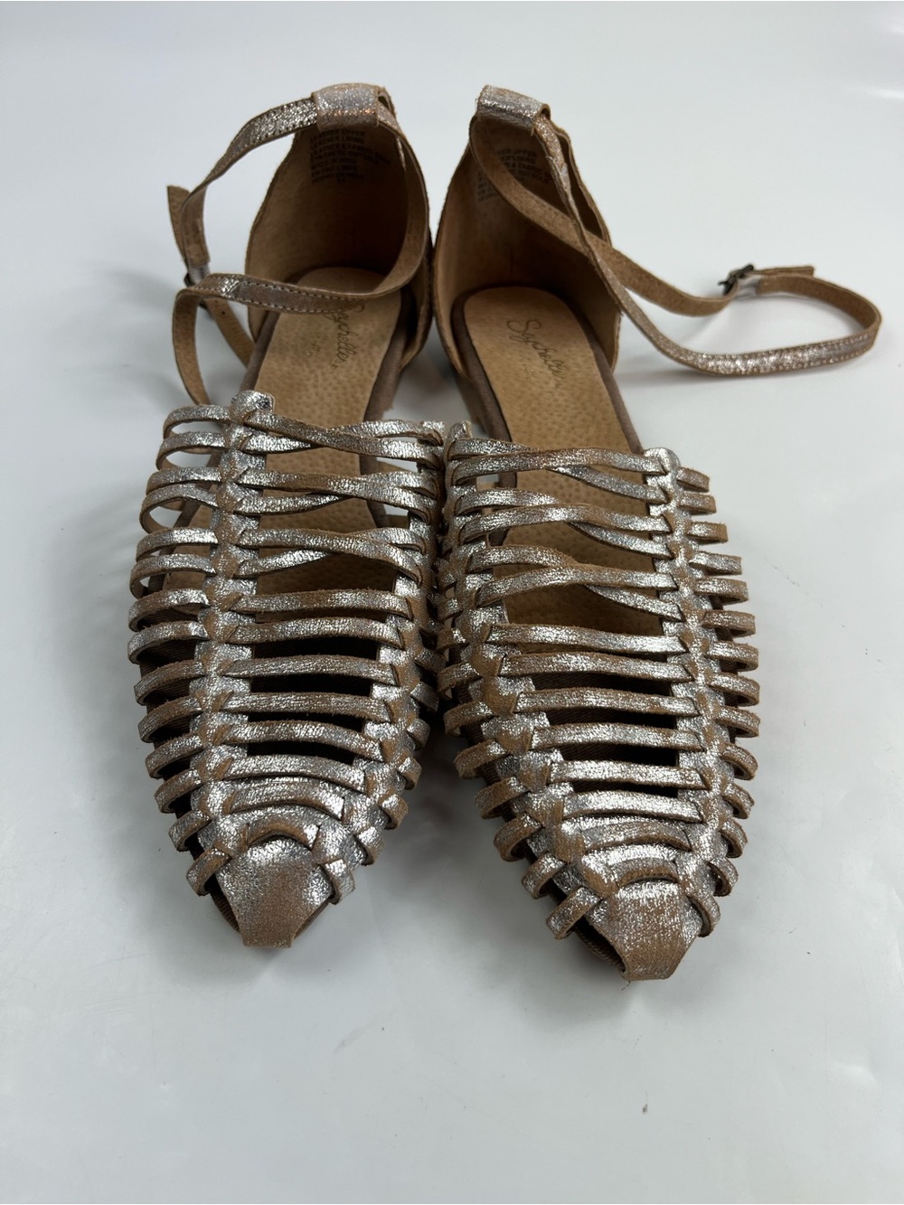 Seychelles Woven Leather Flats Trinket Pewter Size 11